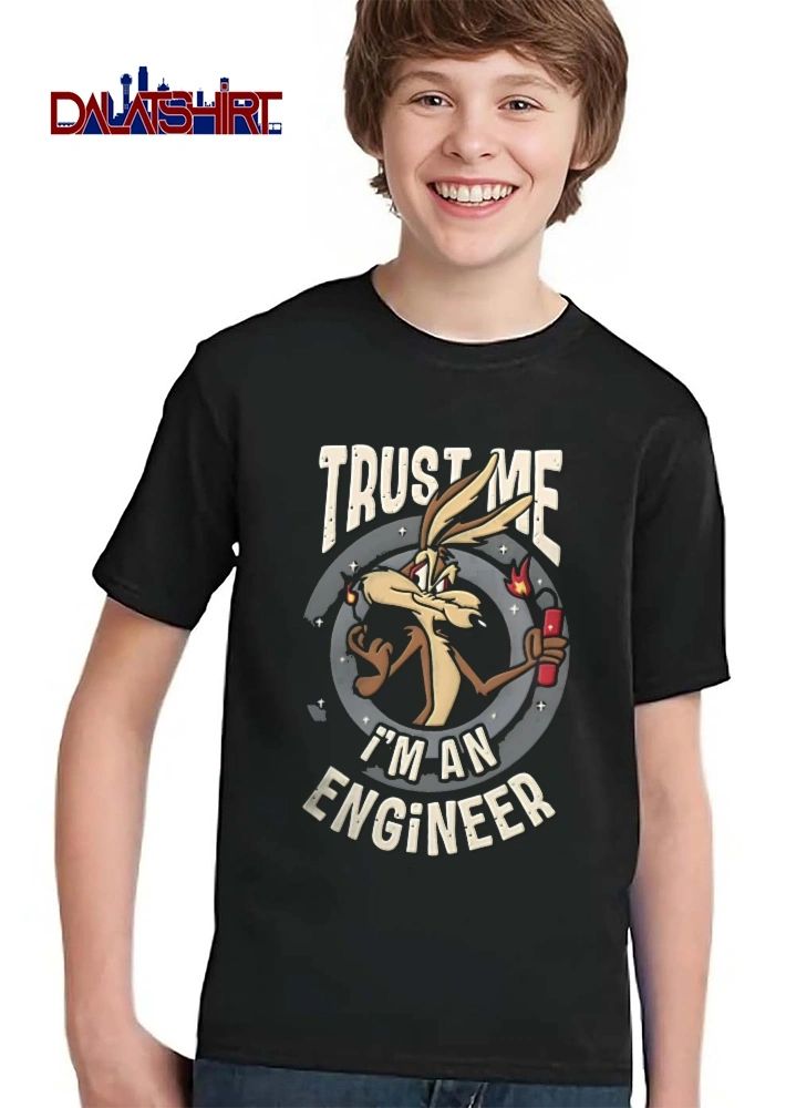 Trust Me Im An Engineer Distressed Cartoon Wile E Coyote Holding Lit Dynamite shirt