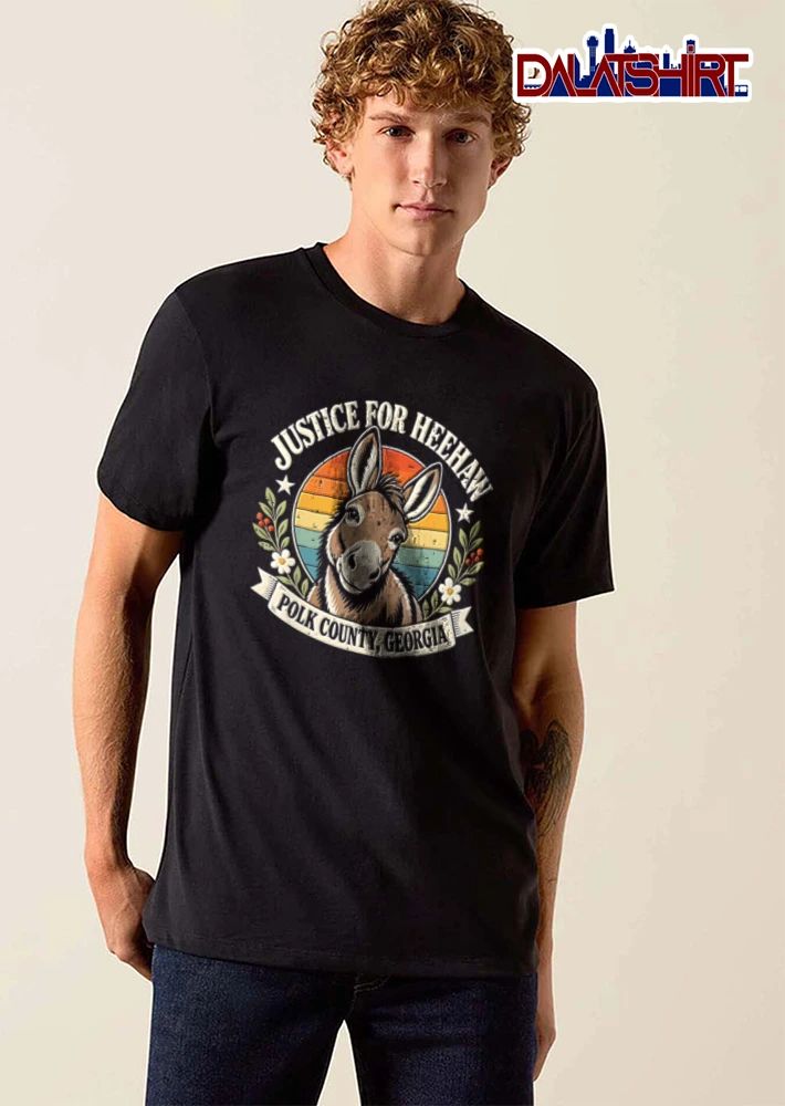 Justice For Heehaw Polk County Georgia Retro Donkey Portrait Striped Sunset shirt