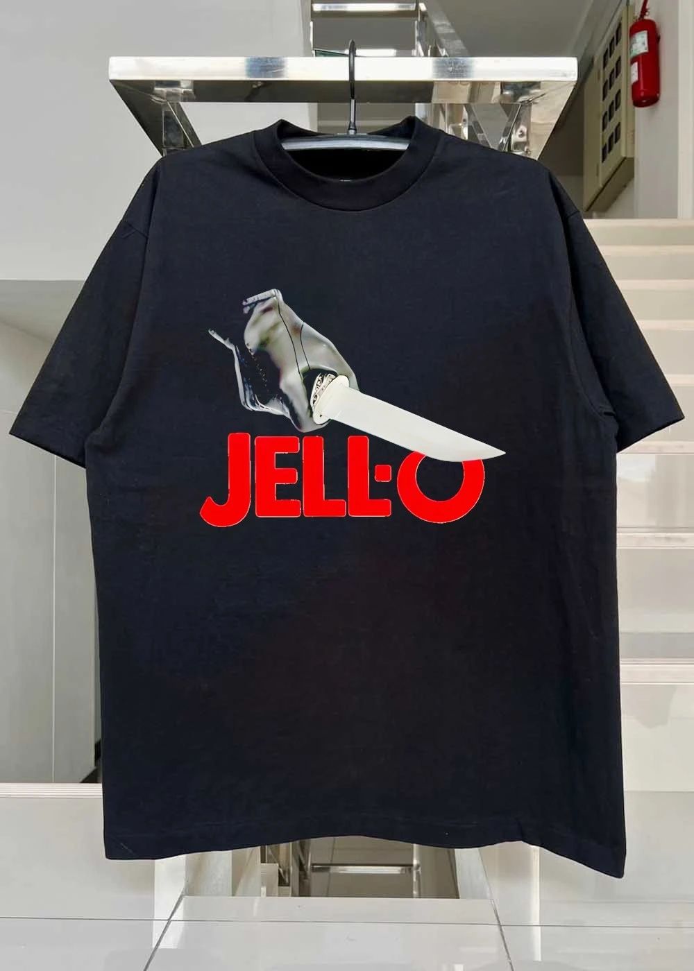 Gloved Hand Stabbing Jello Logo T-Shirt