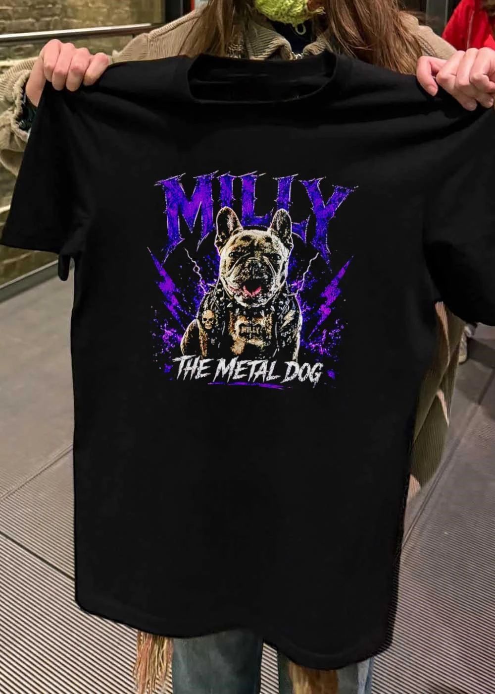 Milly The Metal Dog Graphic Frenchie Rocker T-Shirt