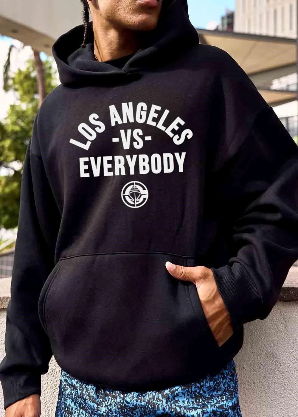 Los Angeles Vs Everybody Curved Text Block Circular Ship Emblem Logo shirt