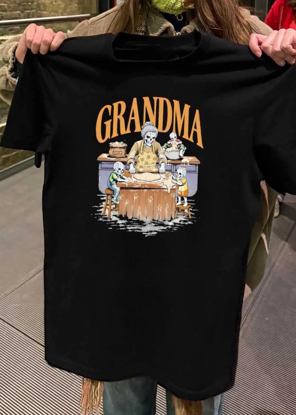 Baking With Grandma Skeleton Kitchen Flour Fun shirt