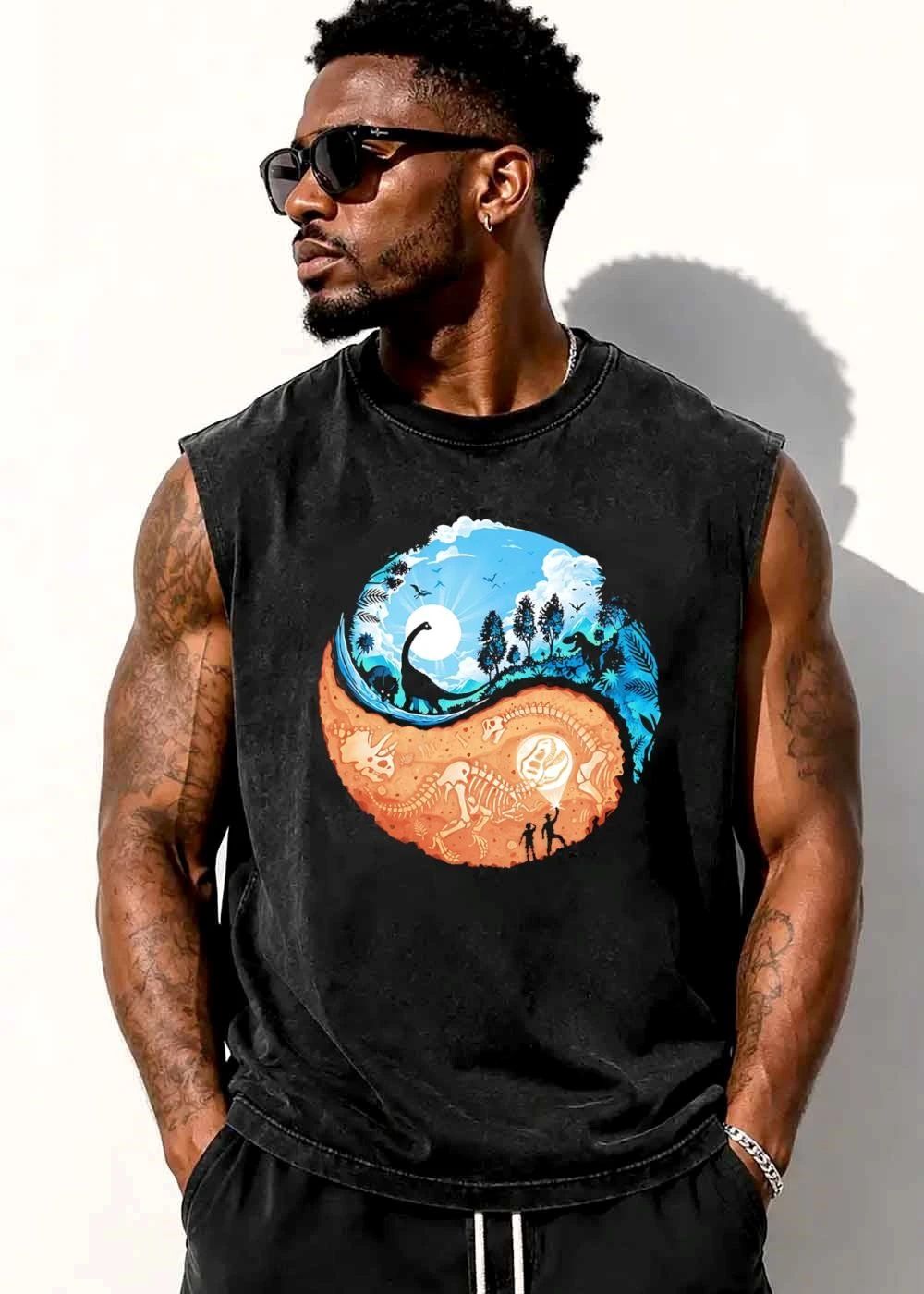 Yin Yang Prehistoric Dinosaurs Paleontologists Fossils Silhouette shirt
