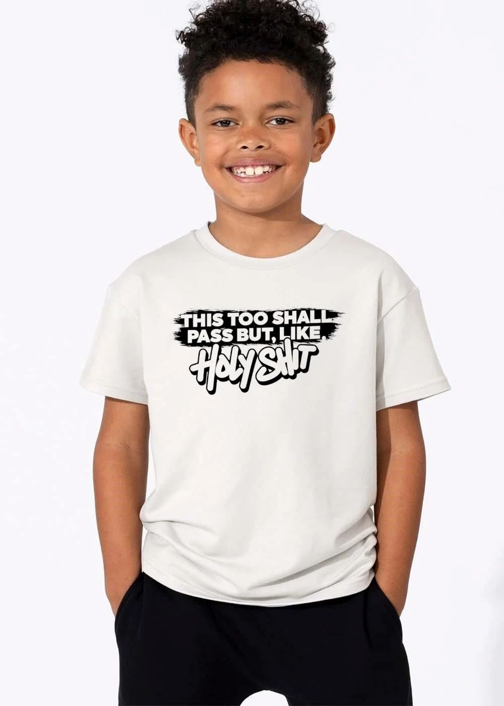 This Too Shall Pass But Like Holy Shit Black Brushstroke Banner Graffiti Script shirt