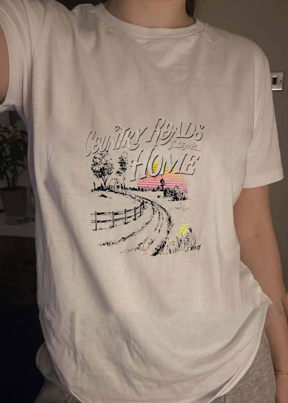 Country Roads Take Me Home House Path Sunset Country Roads Take Me Home T-Shirt