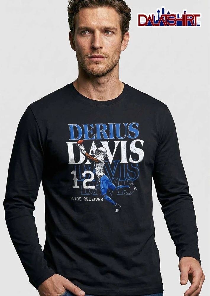 Derius Davis 12 Wide Receiver Distressed Text Football Player Catching Ball shirt