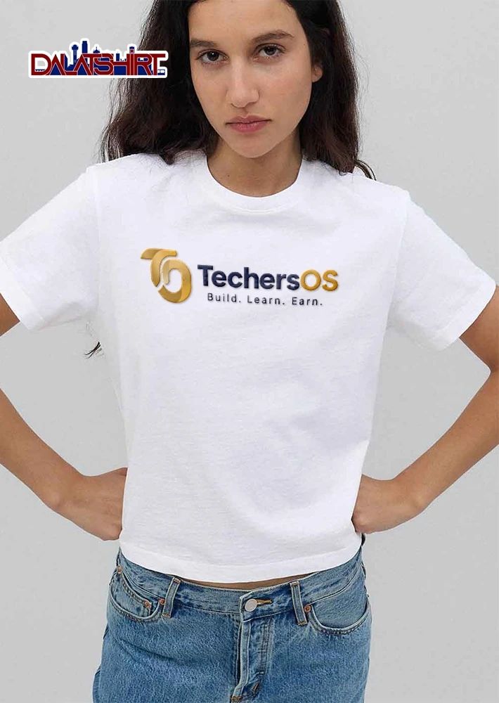 Techersos Build Learn Earn Gold Abstract Ribbon Swirl Logo shirt