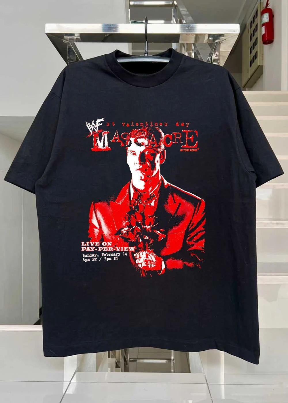 WWF St Valentines Day Massacre Vince McMahon Holding Flowers T-Shirt