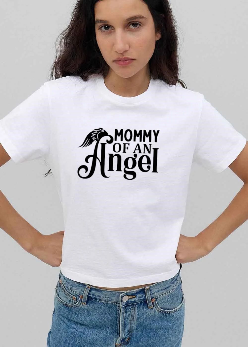 Mommy Of An Angel Black Feathered Wing shirt