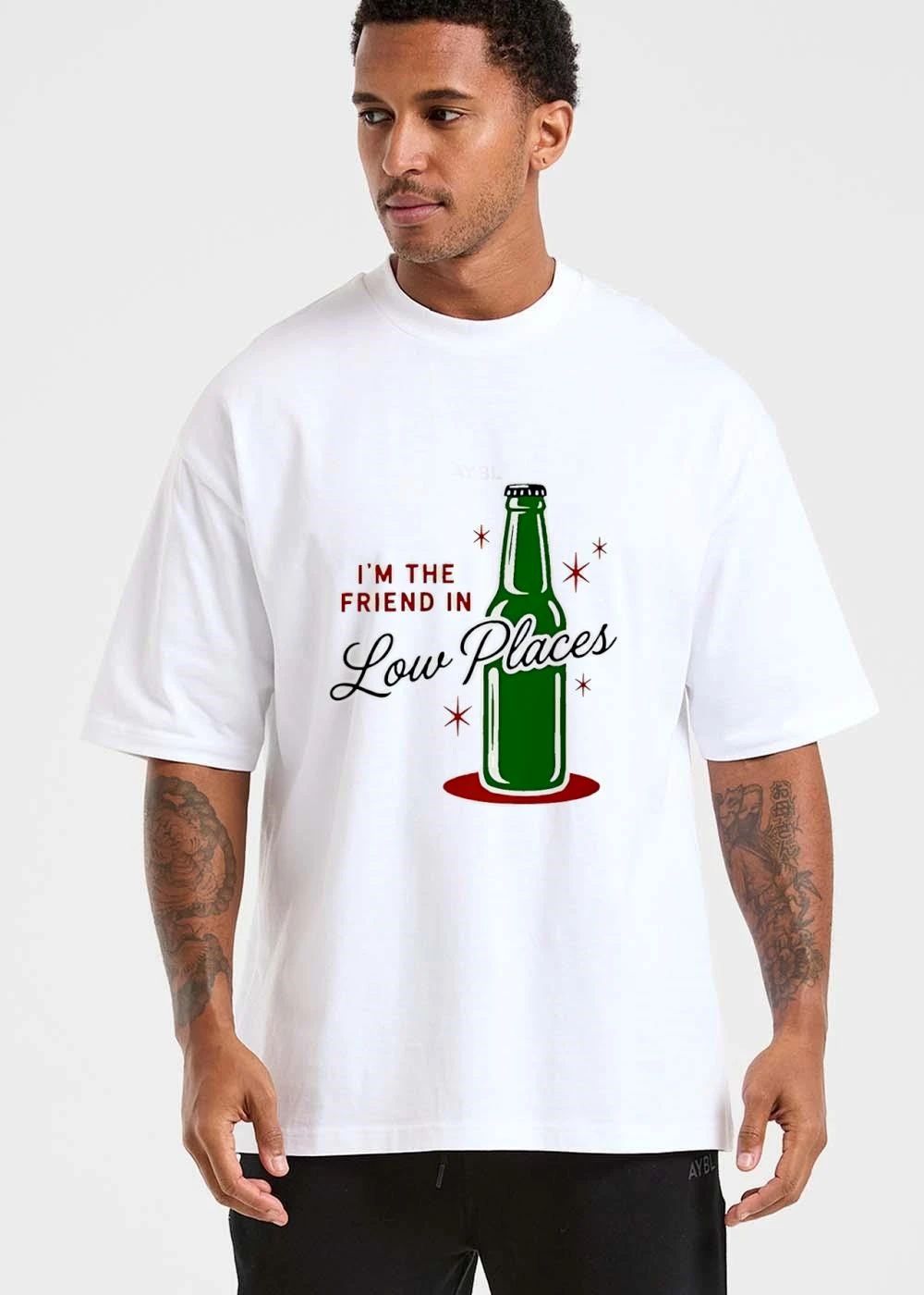 Im The Friend In Low Places Green Beer Bottle Red Base Starbursts shirt