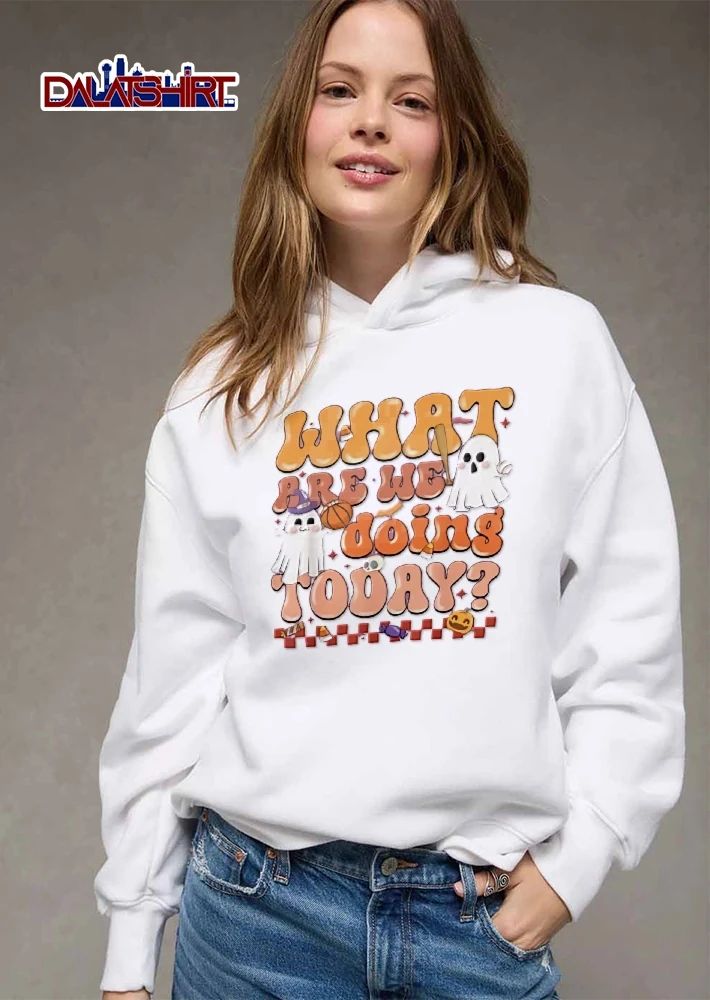 What Are We Doing Today Cartoon Halloween Ghosts Basketball Baseball Retro shirt