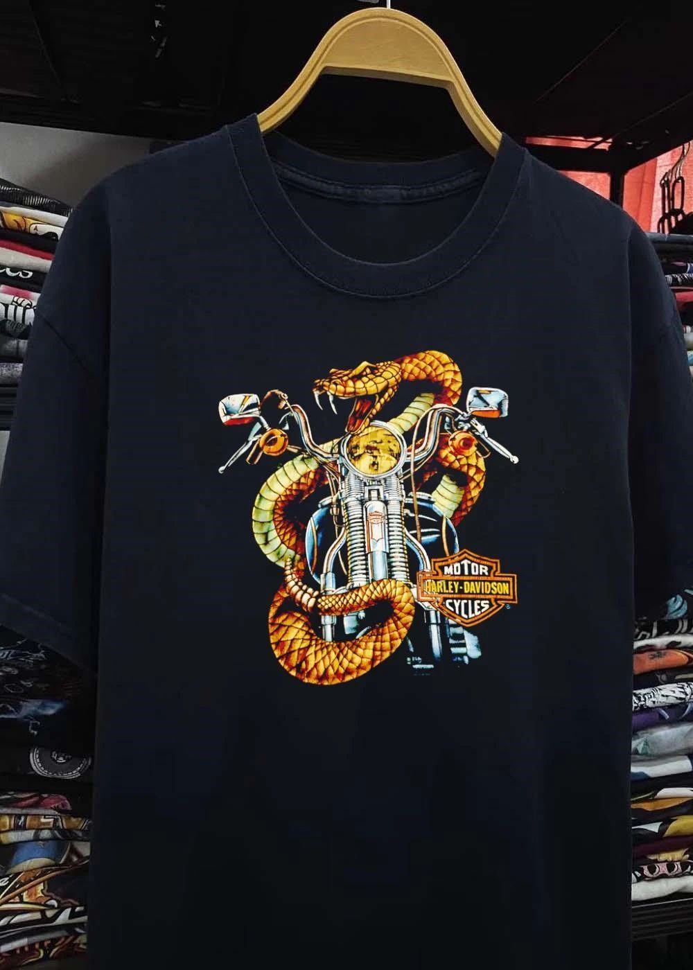 Harley-Davidson Snake Coiled Around Motorcycle Logo T-Shirt