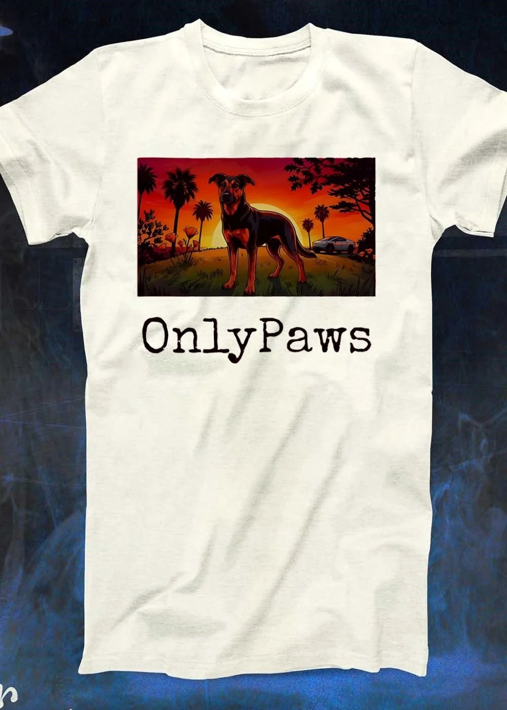 Dog in Sunset OnlyPaws Shirt