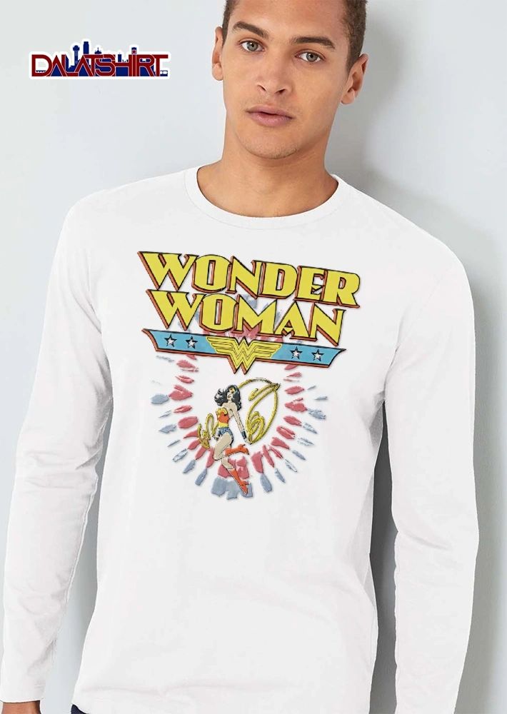 Wonder Woman Retro Comic Superhero Swirling Golden Lasso Tie Dye Banner shirt