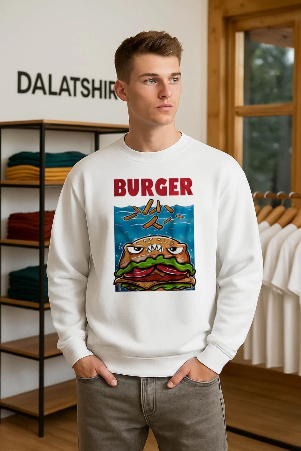Angry burger with fries Burger shirt