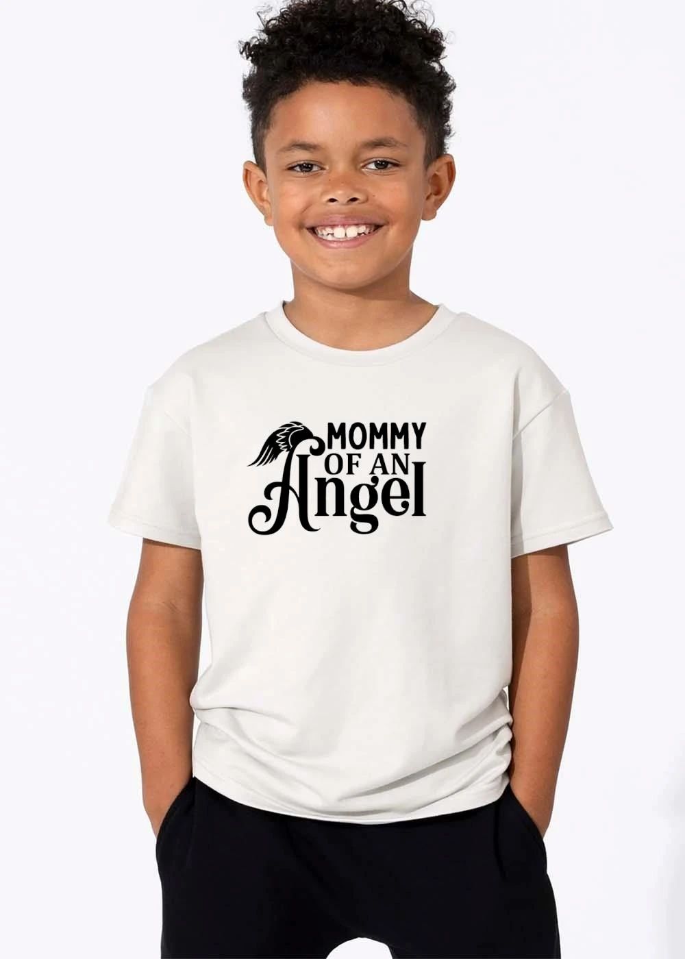 Mommy Of An Angel Black Feathered Wing shirt