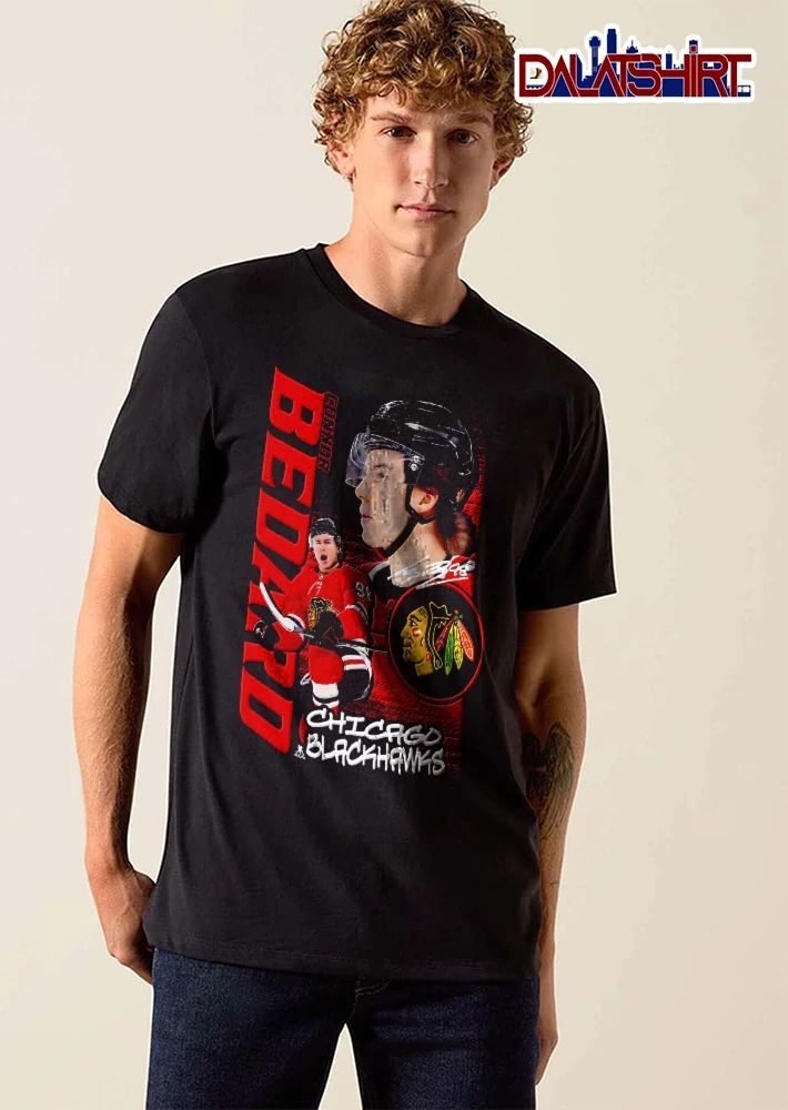Chicago Blackhawks NHL Connor Bedard Player Action Profile Collage Team Logo Signature shirt