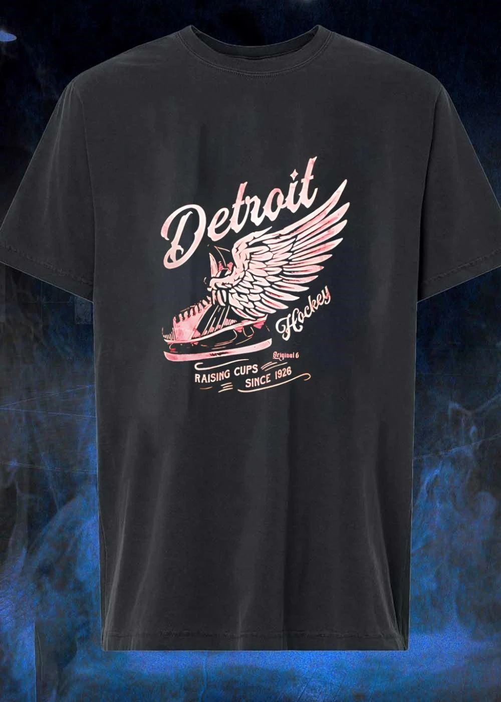 Original 6 Raising Cups Since 1926 Detroit Hockey Winged Skate T-Shirt