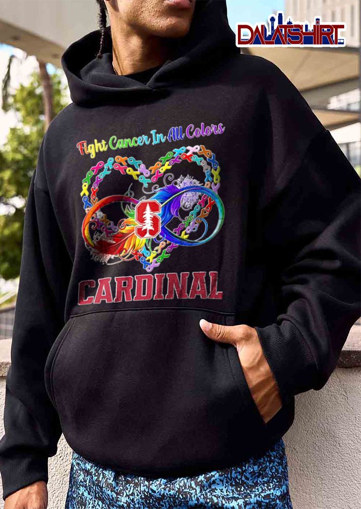 Stanford Cardinal NCAA Fight Cancer In All Colors Awareness Ribbon Heart Feather shirt