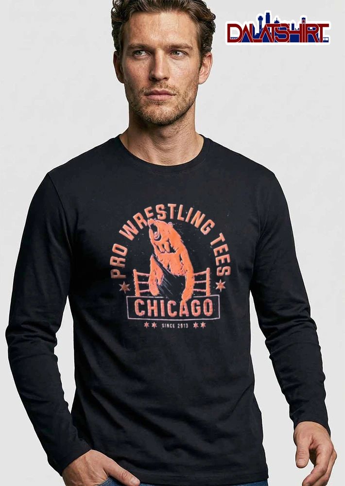 Pro Wrestling Tees Chicago Since 2013 Roaring Bear Jumping Ring Ropes Distressed shirt