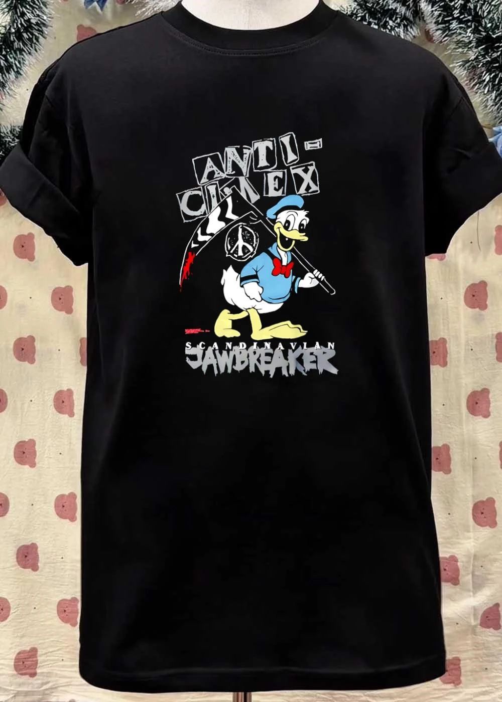 Scandinavian Jawbreaker Anti-Cimex Donald Duck Scythe Peace Sign T-Shirt