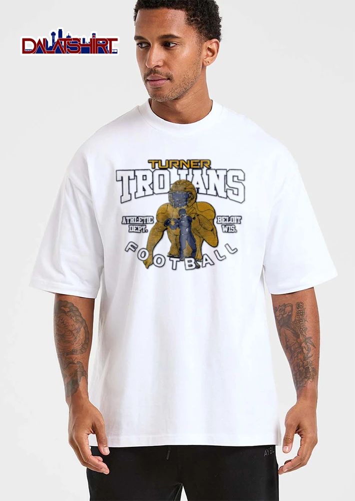 Turner Trojans Athletic Dept Beloit Wis Football Patterned Giant Player Running shirt