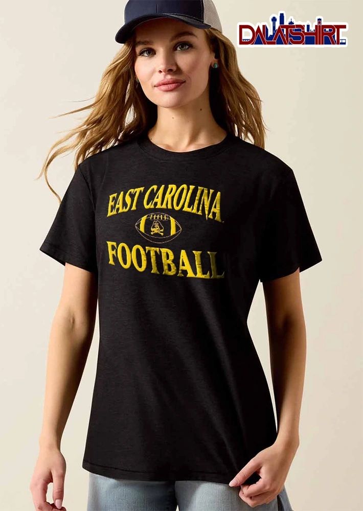 East Carolina Pirates NCAA Football Ecu Skull Crossbones Yellow Outline shirt
