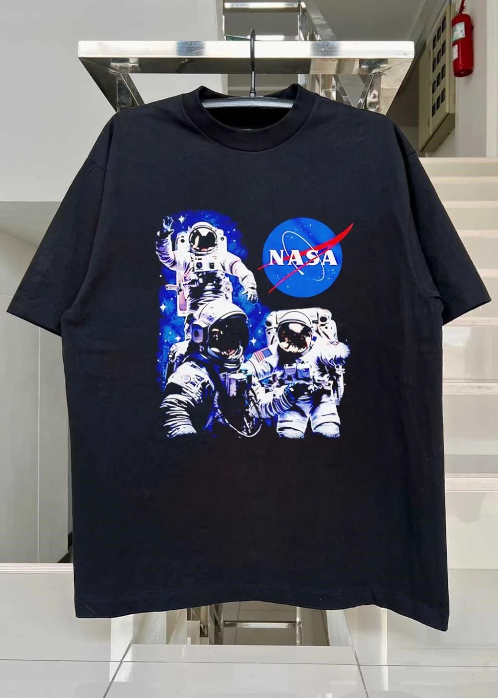 Space Exploration Three Astronauts Floating in Deep Space NASA T-Shirt