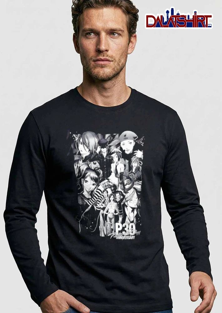 Persona P20 20th Anniversary Anime Characters Monochrome Collage Halftone shirt