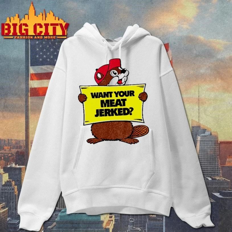Buc-ee Beaver Want Your Meat Jerked Vintage Graphic T shirt