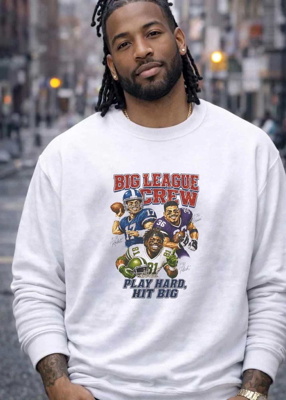 #17 Rocket #36 Bruiser #81 Flash Football Players Scoring Big League Crew Shirt