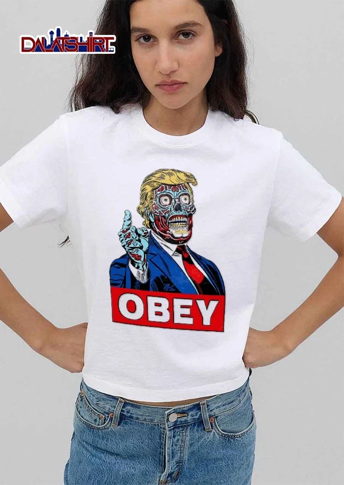 Obey Blue Zombie Alien Donald Trump Caricature Pointing Finger shirt