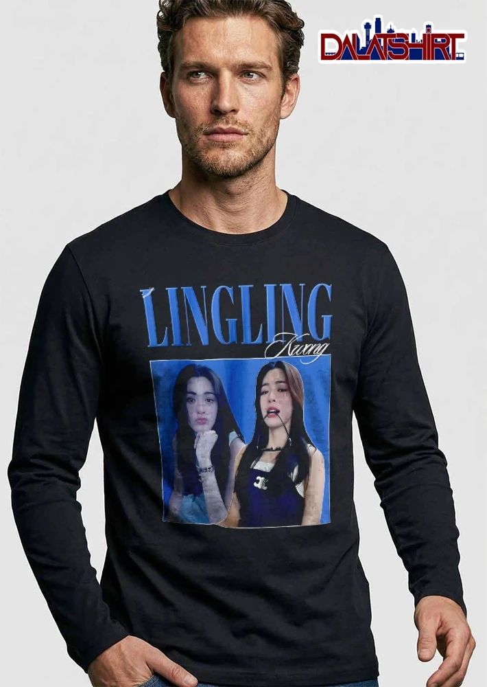 Lingling Kwong Dual Female Photo Collage Blue Background Bootleg shirt