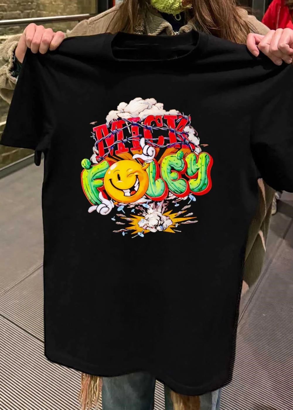 Mick Foley Thumbtack Cactus Smiley Face Graphic shirt