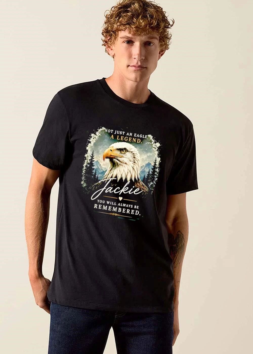 Not Just An Eagle A Legend Jackie You Will Always Be Remembered Bird Profile Mountain Pines shirt