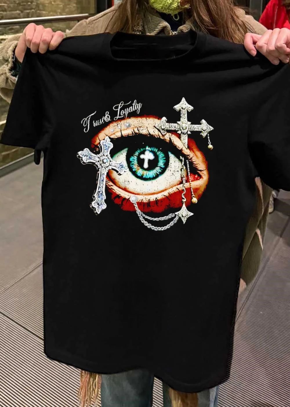 Trust and Loyalty Eye with Religious Crosses shirt