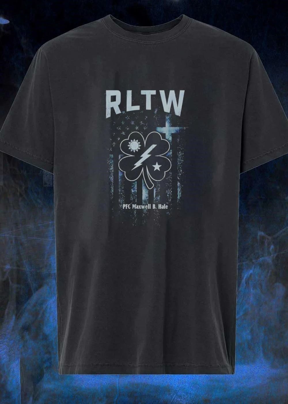 PFC Maxwell B. Hale RLTW Four Leaf Clover Lightning Bolt Stars Shirt