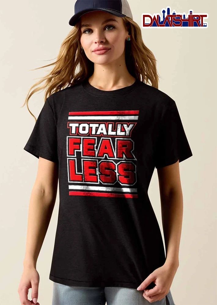 Totally Fearless Red White Stacked Athletic Block Typography Bars shirt