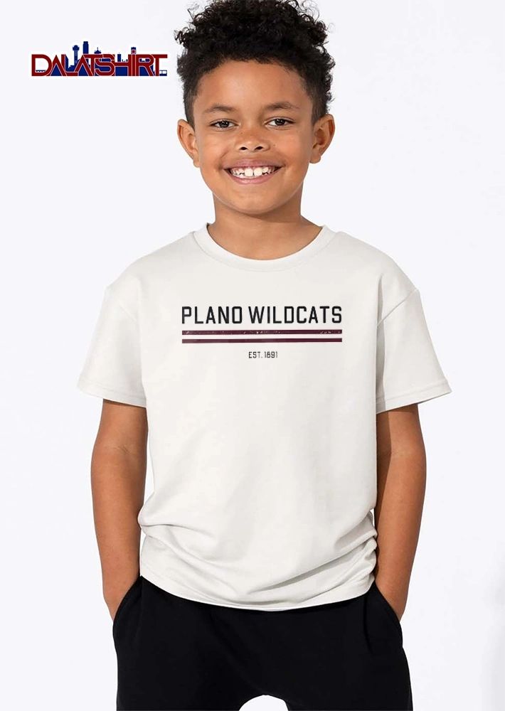 Plano Wildcats Est 1891 Double Maroon Horizontal Bars Distressed shirt