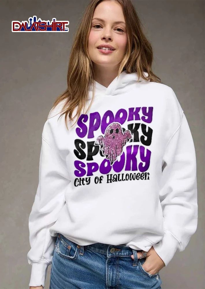 Spooky City Of Halloween Pink Glitter Ghost Groovy shirt