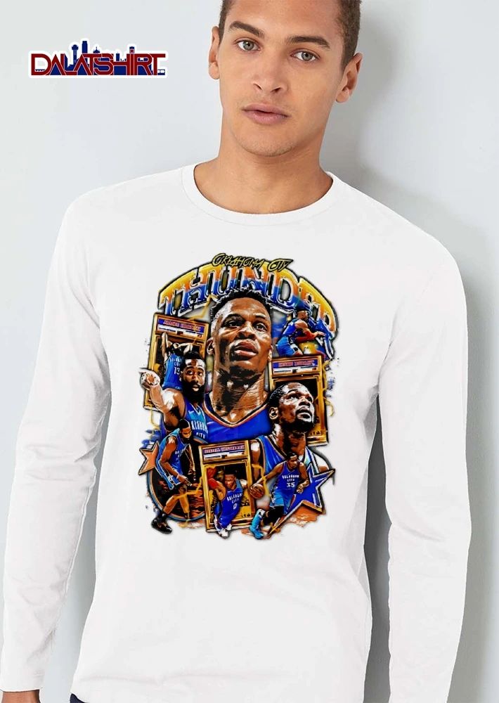 Oklahoma City Thunder NBA James Harden Kevin Durant Russell Westbrook Bootleg Collage Player Photos Trading Cards shirt