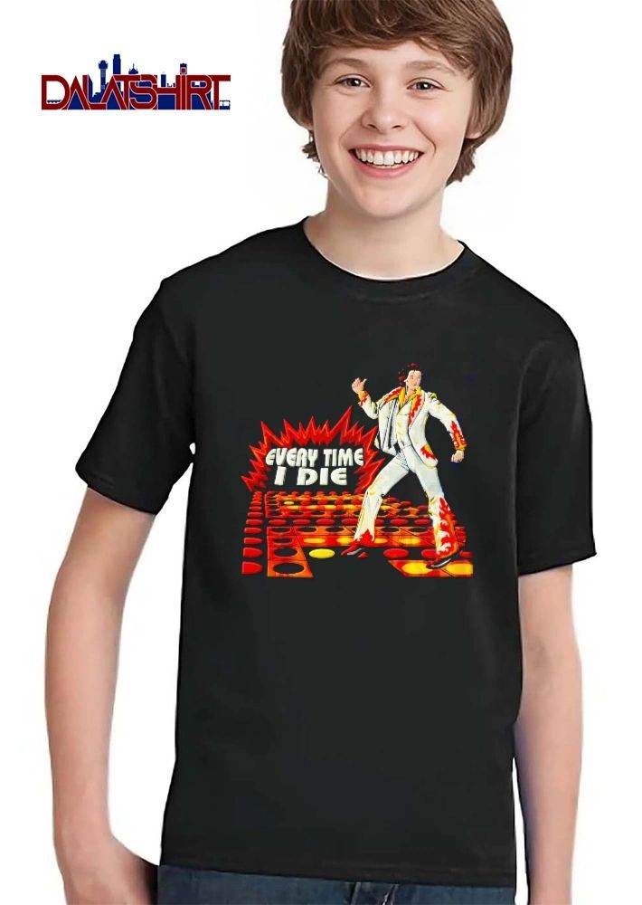 Every Time I Die Disco Dancer White Suit Flame Pattern Floor shirt