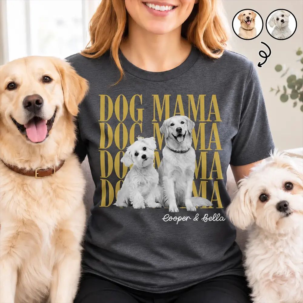 Custom Photo Dog Mama Cat Mama Dog Dad - Personalized T Shirt