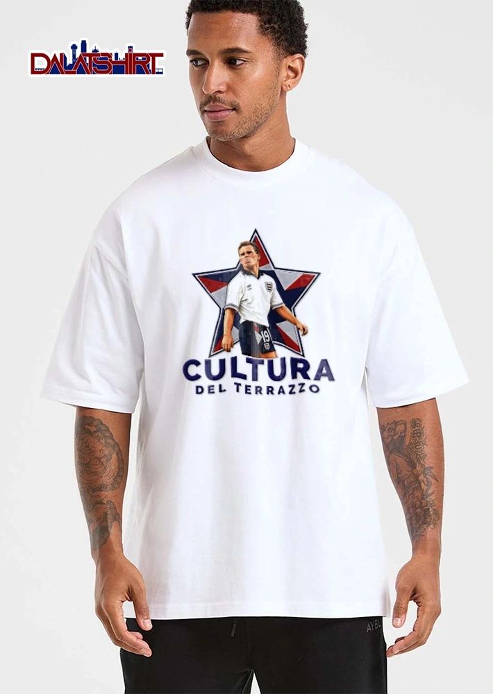 England Football Cultura Del Terrazzo Player Sticking Tongue Out Retro Star Graphic shirt