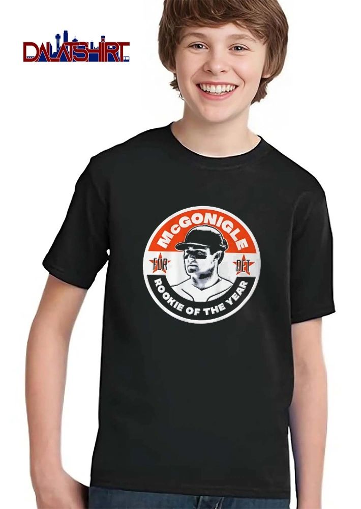 Mcgonigle For DET Rookie Of The Year Kevin Mcgonigle Baseball Player Portrait Button Badge Stencil Halftone shirt