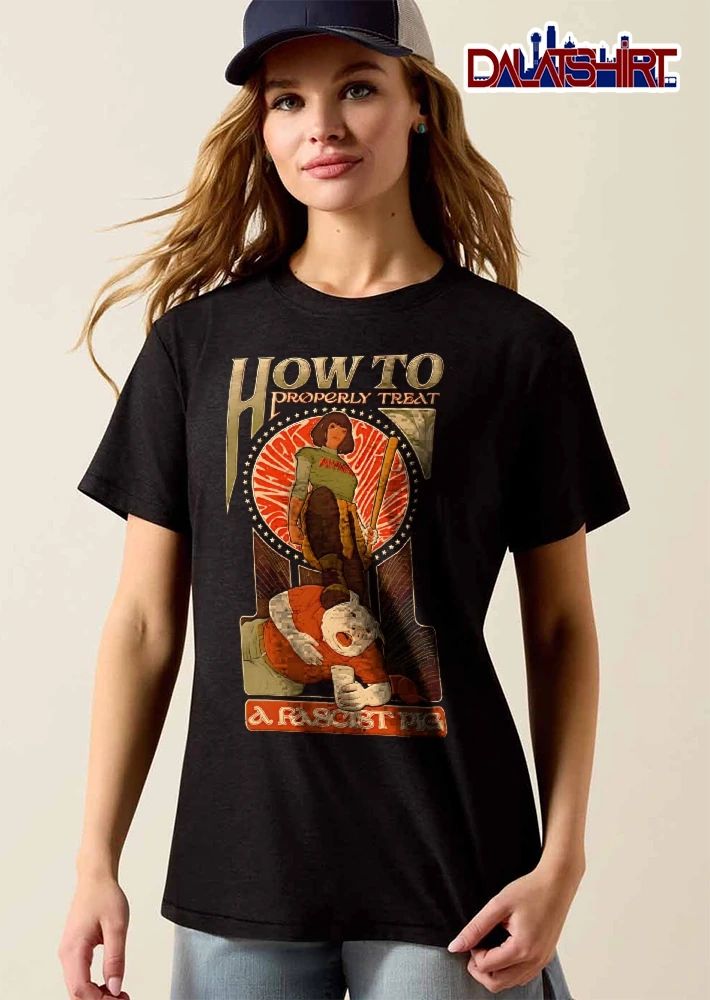 How To Properly Treat A Fascist Pig Antifa Never Surrender Baseball Bat Boot Stepping Red Cap Vintage Poster shirt