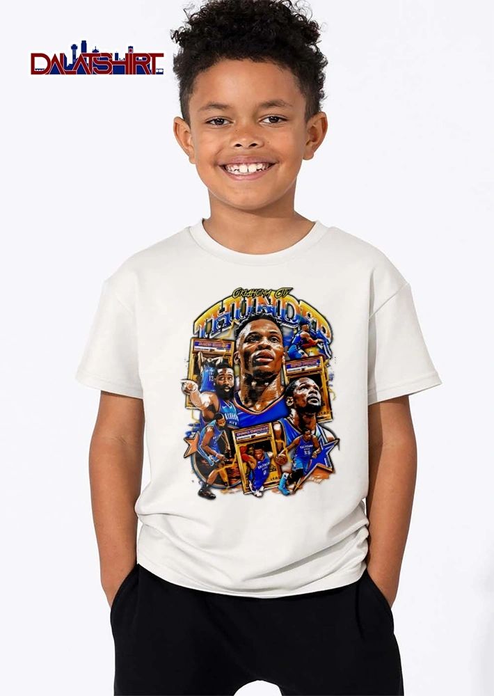 Oklahoma City Thunder NBA James Harden Kevin Durant Russell Westbrook Bootleg Collage Player Photos Trading Cards shirt