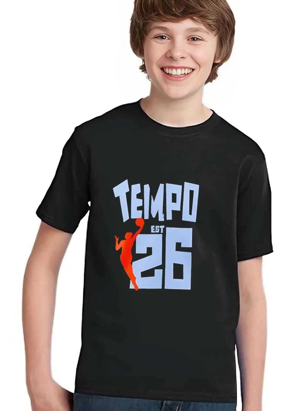 Tempo Est 26 Orange Silhouette Female Basketball Player Dunking shirt