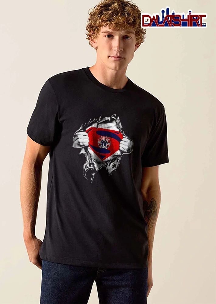 Washington Wizards NBA Hands Tearing Open Chest Superman Shield shirt