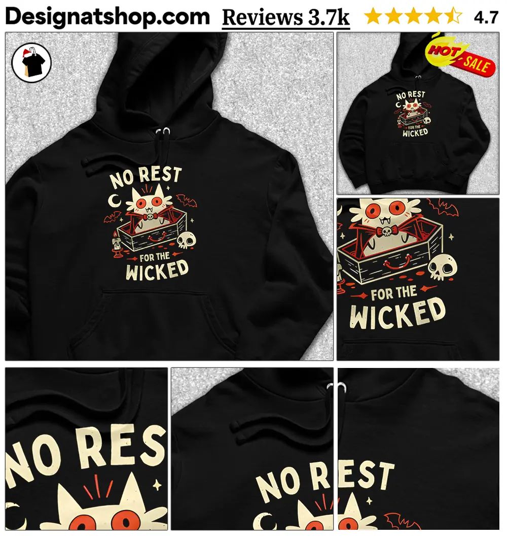 No Rest For The Wicked Spooky Vampire Cat Halloween shirt